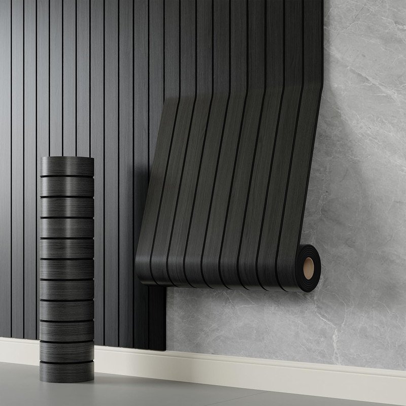 Yll Yll Pvc Slat Wall Panel Peel And Stick 236X 15.7 Faux Black Wood Grain Slat