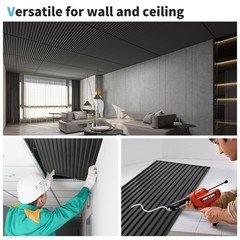 Art3d 6-Pack Slat Design 3D Wall Panels PVC 2×4 FT Black