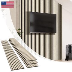 Olanglab Wood Wall Panels 4 Pack Wood Slat Acoustic Wall Panels 94.5X12.6 Each