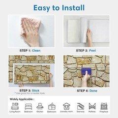 Comstickc 3D Faux Stone Wall Panels Peel And Stick 12 Pcs 22.8 X 11.8 Diy