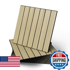 WADILE Peel and Stick Wood Slat Wall Panels 12×12″ 30 Pack Light Brown
