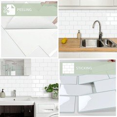 10-Sheet Thick Peel and Stick Kitchen Backsplash Tiles,3D Subway Waterproof Self