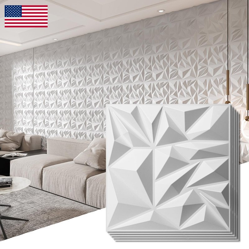 Art3D 33-Pack 3D Wall Panels For Interior Wall Decor Modern Diamond Textured