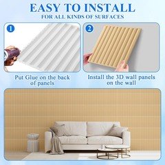Nuanchu 32 Pcs 3D Slat Wall Panels, 12″x12″ PVC Fluted Wall Paneling for Interio