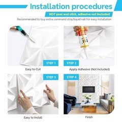 STICKGOO 3D Diamond Wall Panels White Marble Mixed Gold Interior Decor
