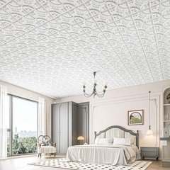 Art3D Drop Ceiling Tiles 2X2 12 Pack Glue-Up Pvc Ceiling Panel Traditional