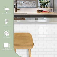 10-Sheet Thick Peel and Stick Kitchen Backsplash Tiles,3D Subway Waterproof Self