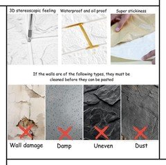 Greymond 3D Wall Panels Black Grey Stone, 20 PCS XPE Foam Peel and Stick