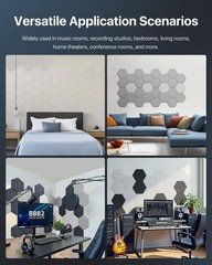 12 Pack Sound Absorbing Panels Hexagon – Acoustic Wall Panels for Studio Office