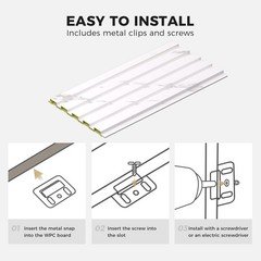 Ouzugie Wpc Acoustic Slat Wall Paneling 8-Pack 114 X 6 Inches 3D Wall Panels