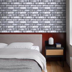 COMSTICKC 3D Faux Brick Wall Panels 10-Pack, 12″x12″ Peel & Stick Gray PVC Tile