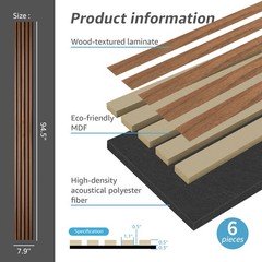 Art3D 6-Piece Wood Slat Acoustic Panels For Stylish Decor And Noise Reduction