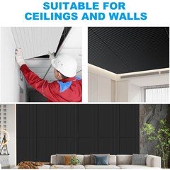 12PCS Ceiling Panel 2×4 Feet, PVC Decorative Ceiling Covering Panel,Black