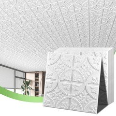 Art3D Drop Ceiling Tiles 2X2 12 Pack Glue-Up Pvc Ceiling Panel Traditional